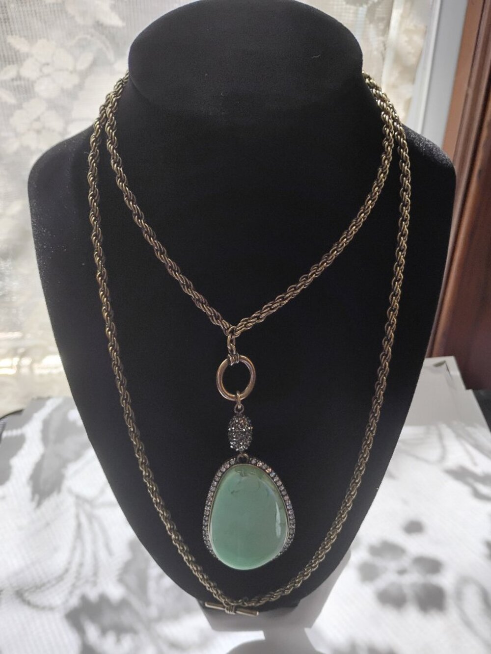 Joan Rivers Faux Jade Pendant Necklace